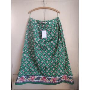 New Wayf Midi Skirt Green Floral XL A-Line Gardencore Boho Cottagecore Softgirl